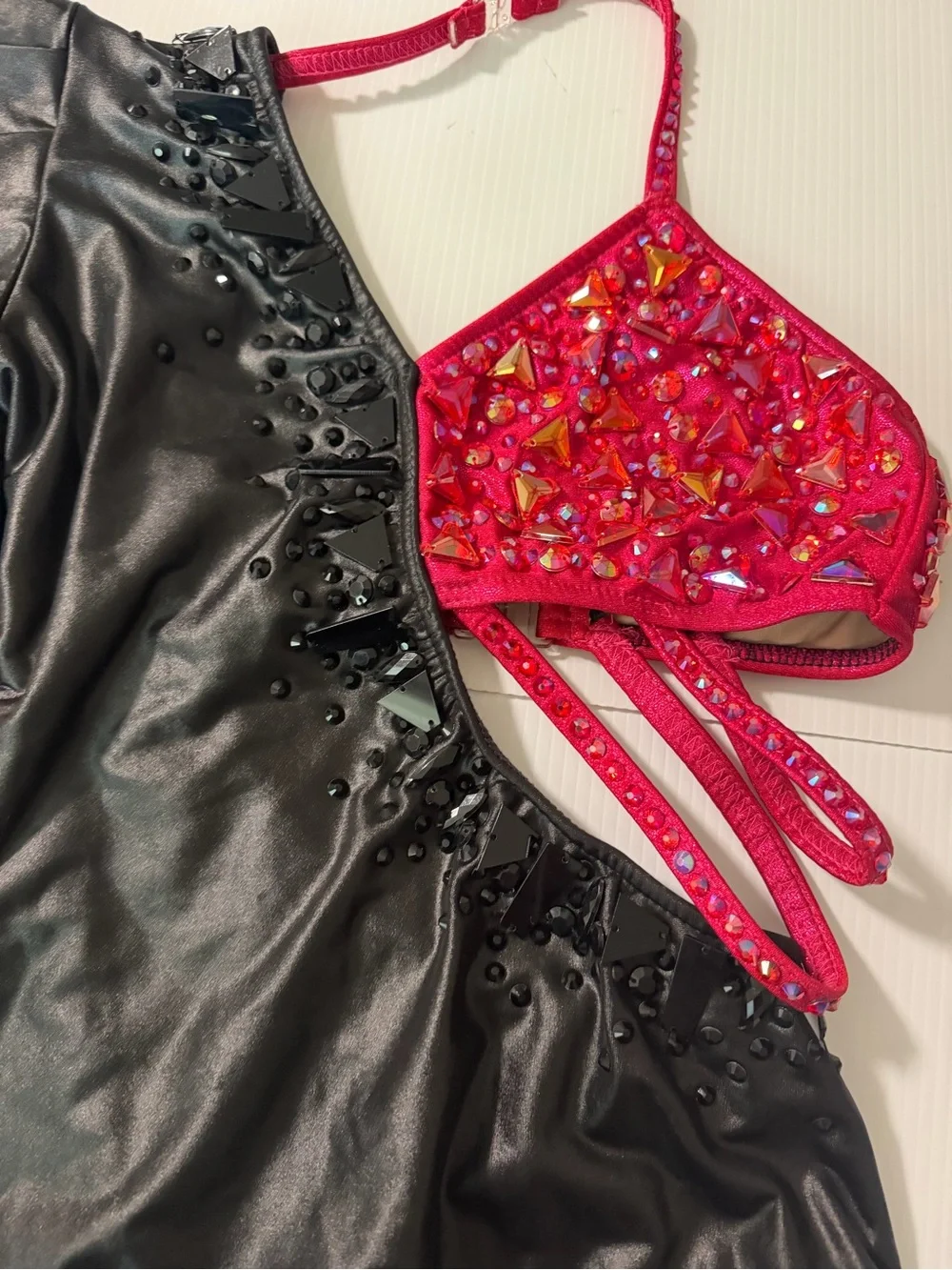Glamour solo dance costume red black jazz Rich Girl Broadway contemporary SA  ad